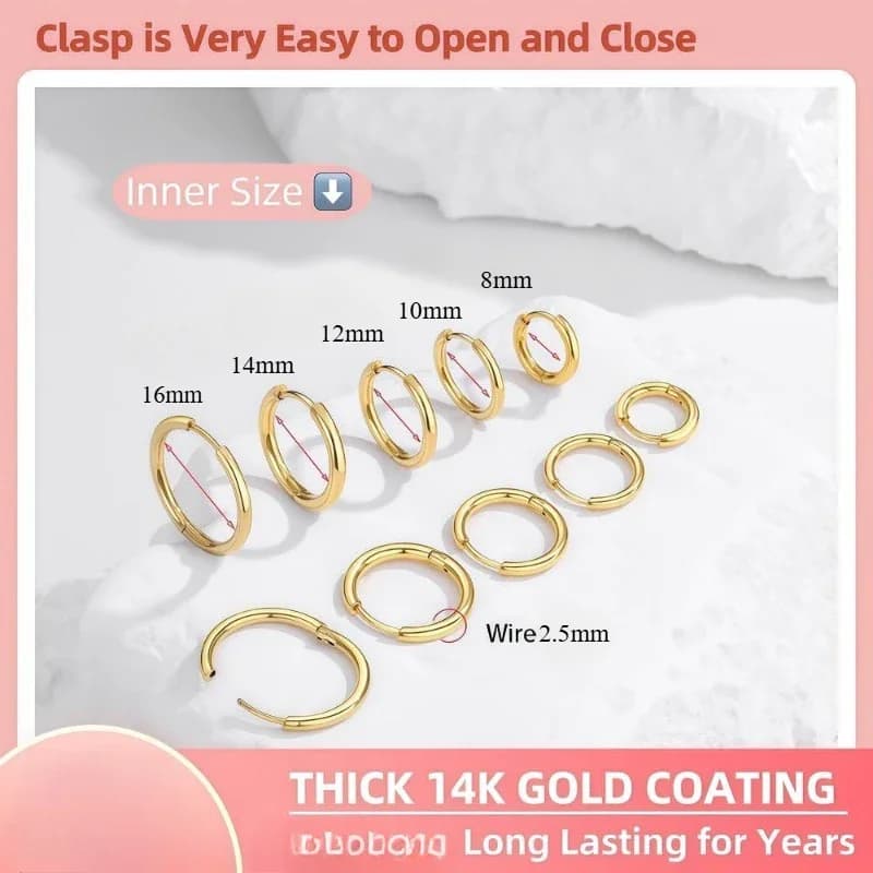 WillowHaze 14K Gold Plated Huggie Hoop Earrings for thumbnail 3
