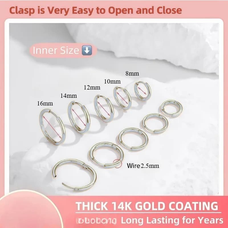 WillowHaze 14K Gold Plated Huggie Hoop Earrings for thumbnail 4